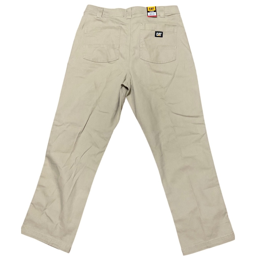 Caterpillar CAT Mens Work Pants Khaki Tan Stretch Canvas 34x29 NEW